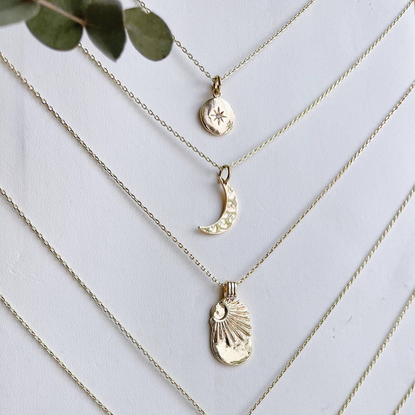 Sun Moon Star Necklaces ~ Gold Plated