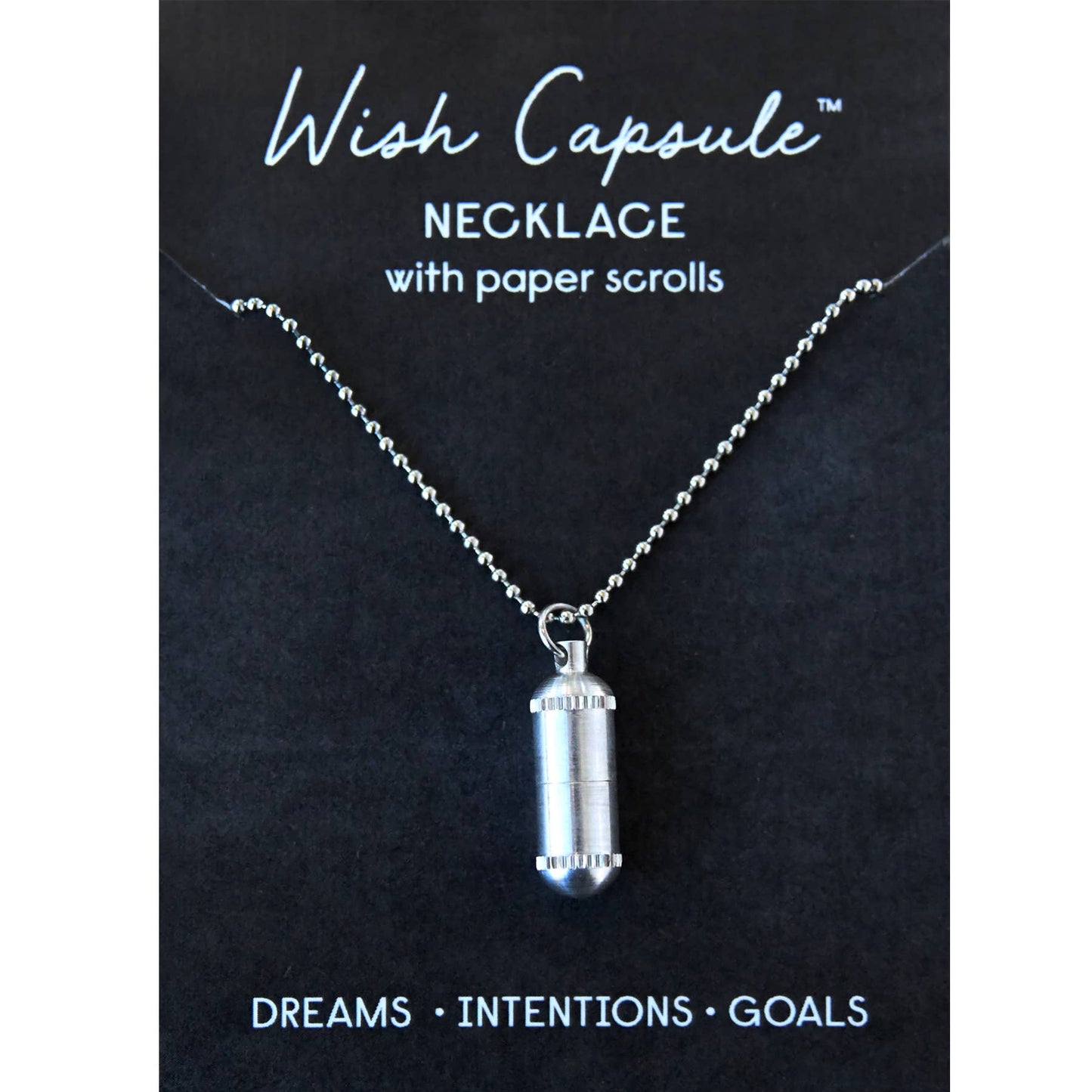 Wish Capsule Necklace w/ 3-Paper Scrolls - Silver Capsule