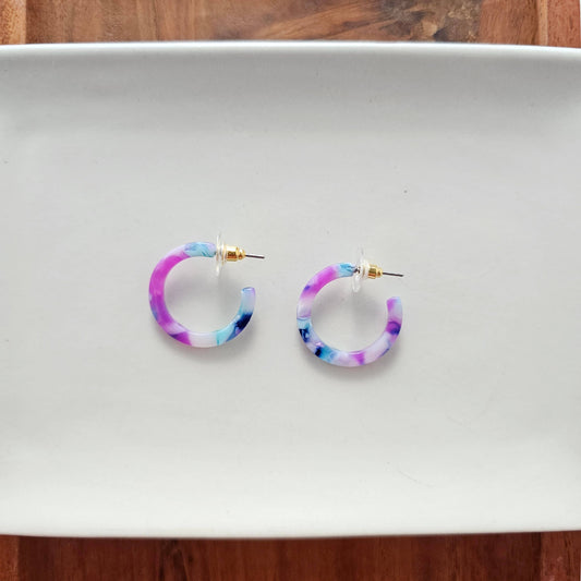 Cam Mini Hoops - Purple Party // Earrings, Jewelry, Gifts