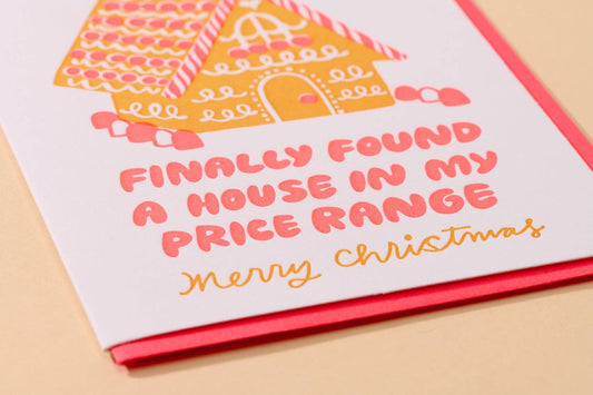 Affordable Ginger Bread House Letterpress Card - Holiday Christmas Millennial