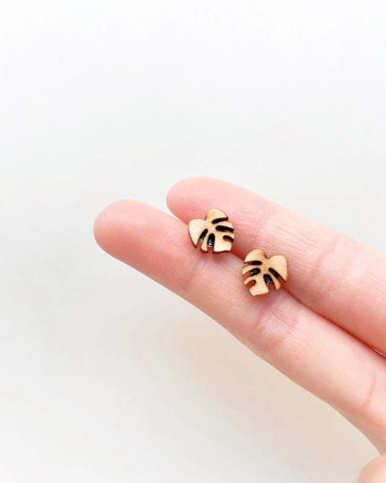 Hypoallergenic Wooden Tiny Dainty Plant Studs