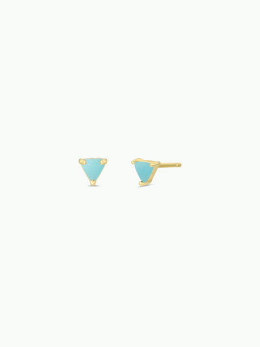 Mini Energy Gem - Amazonite - Gold Earrings
