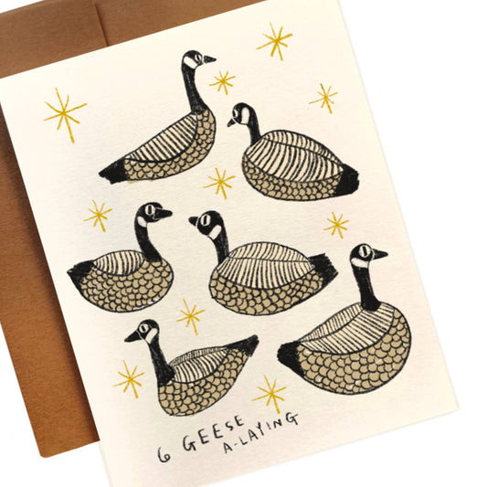 6 GEESE A - LAYING Holiday Greeting Card