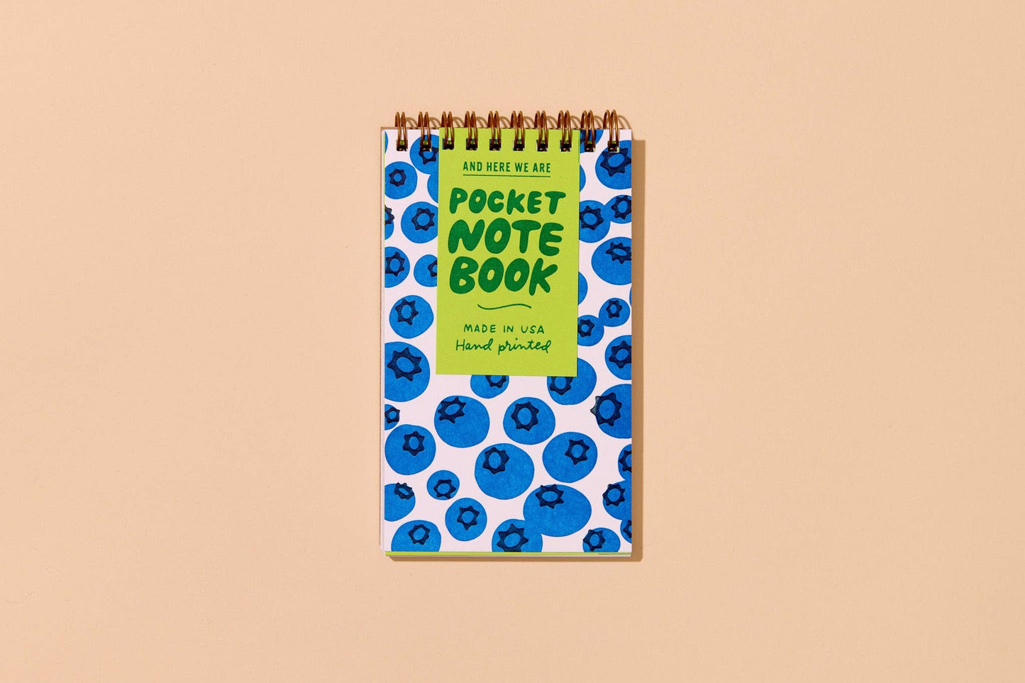 Blueberry Letterpress Pocket-size Spiral Notebook - Made in USA - Foodie, Fruit, Vegetable, Garden, Berry, Back to School, Christmas Gift, Stocking Stuffer