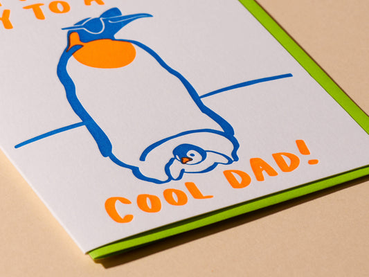 Cool Dad Letterpress Card - Father's Day Penguin