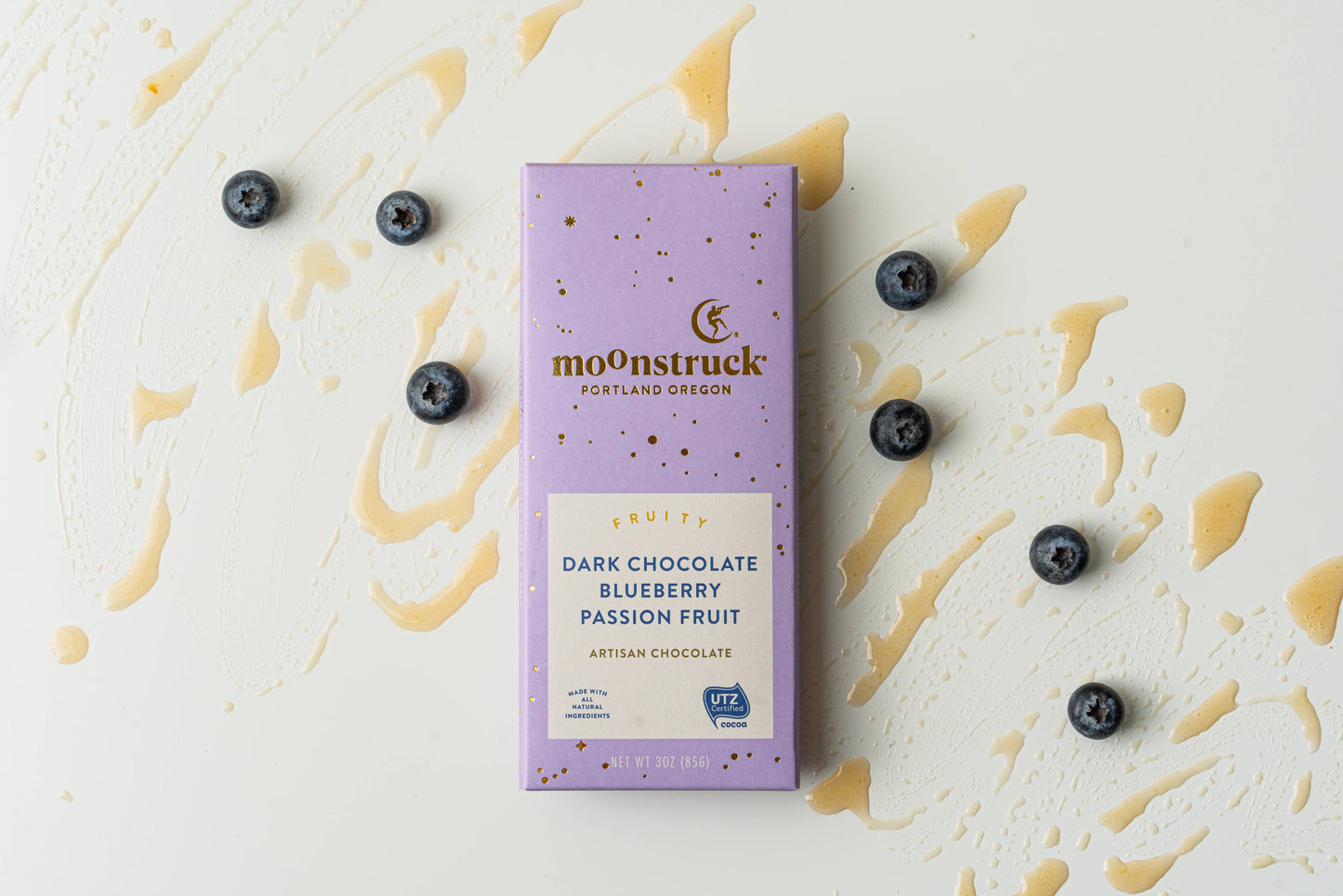 Fruity Dark Chocolate Blueberry Passion Fruit Bar
