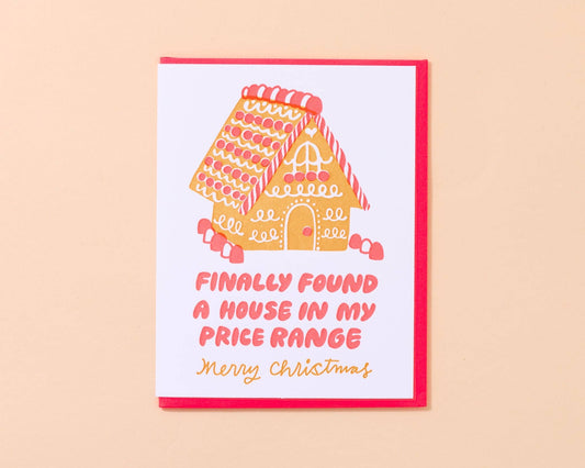 Affordable Ginger Bread House Letterpress Card - Holiday Christmas Millennial