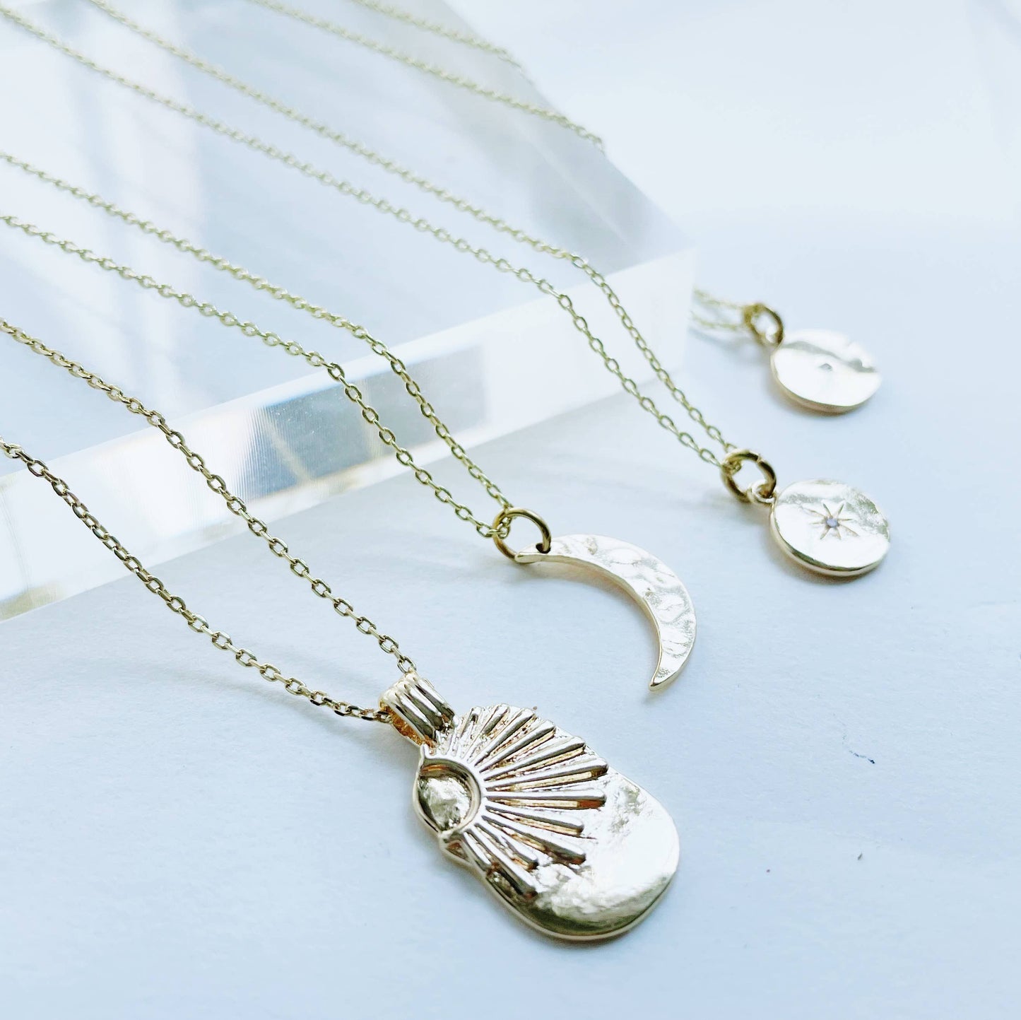 Sun Moon Star Necklaces ~ Gold Plated