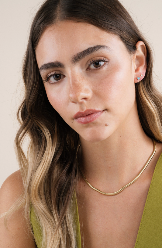 Mini Energy Gem - Fire Opal - Gold Earrings