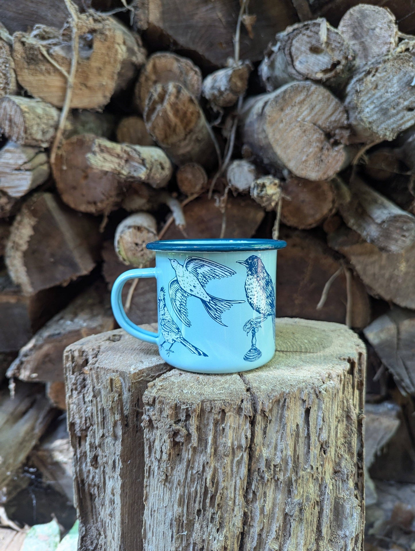 Enamel mug | blue birds