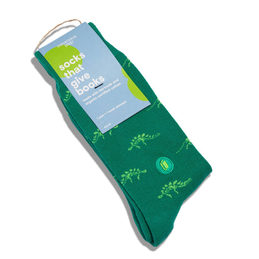 Socks that Give Books (Green Dinosaurs): Small