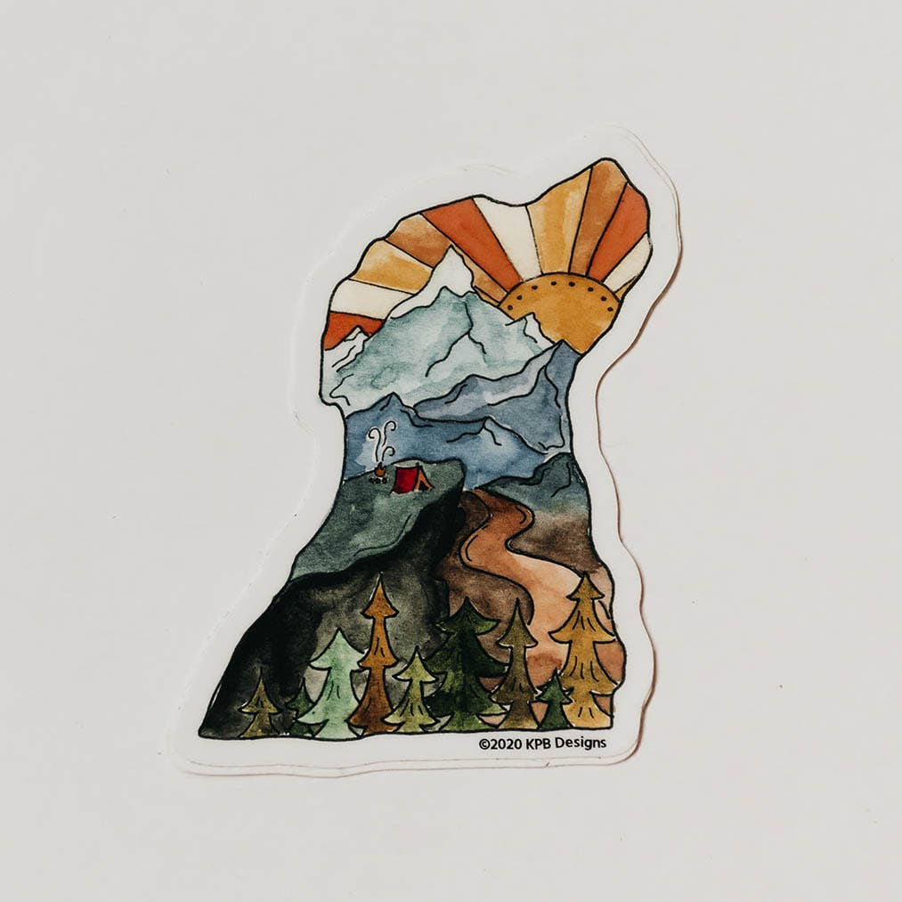 Dog Mountain Vinyl Sticker (3x3in)