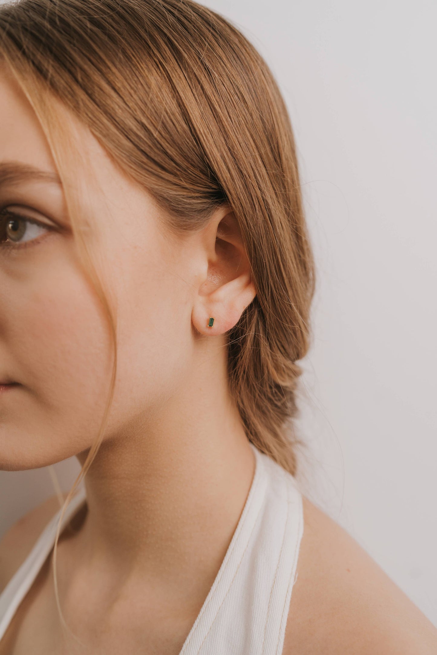 Baguette - Emerald - Gold Earrings