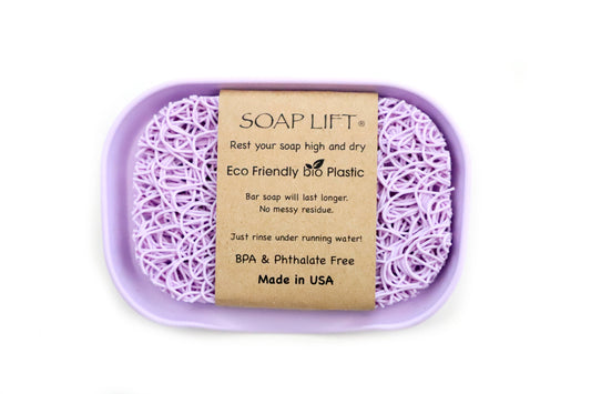 Waterfall Soap Dish Set w/ Soap Lift Soap Saver - Lavender