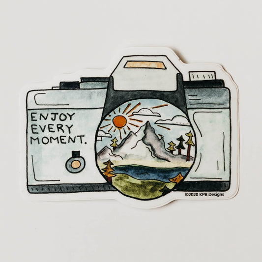 Enjoy Every Moment Camera Vinyl Sticker (3x3in)