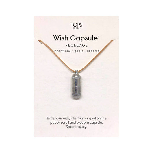 Wish Capsule Necklace w/ 3-Paper Scrolls - Silver Capsule