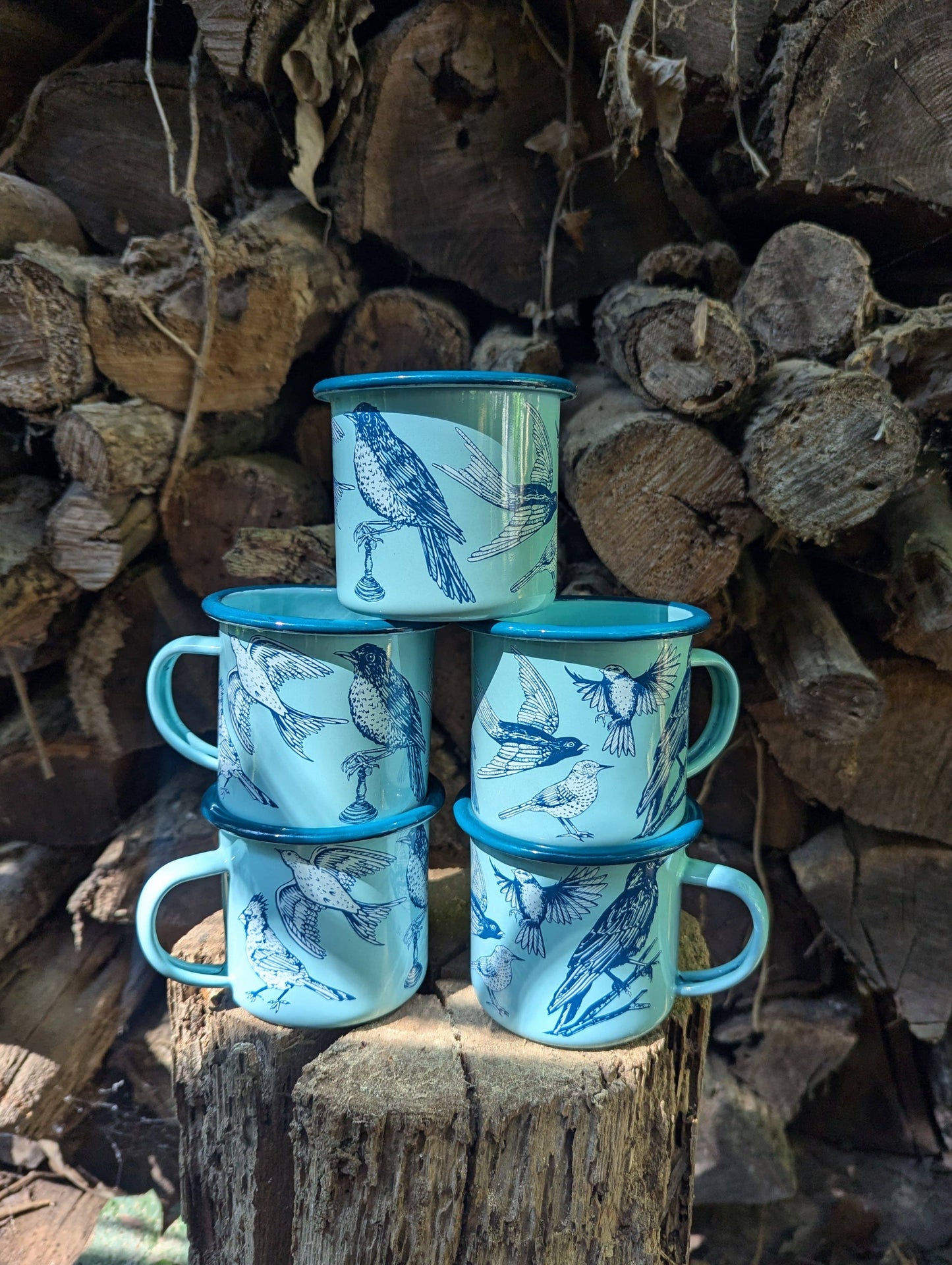 Enamel mug | blue birds