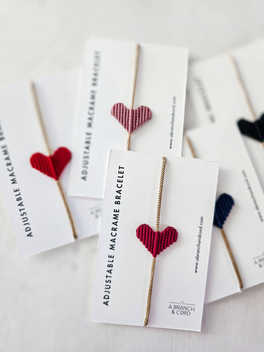 Macrame Heart Adjustable Bracelet