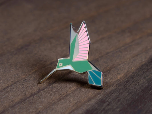 Female Ruby-Throated Hummingbird Enamel Pin