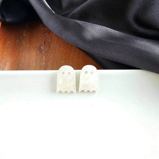 Mini Ghost Studs - White Shimmer // Jewelry, Halloween, Earrings