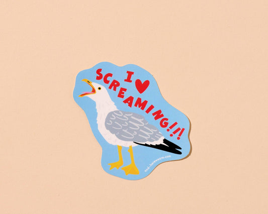 Vinyl Sticker—I Heart Screaming (Seagull, Funny, Relatable)