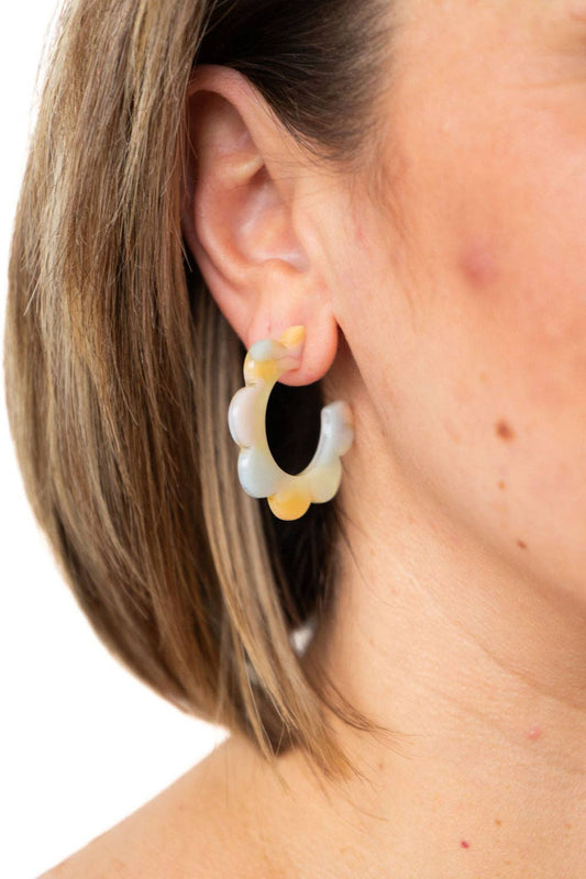 Flora Hoops - Pastel Rainbow // Flower, Earrings, Gift, Jewelry
