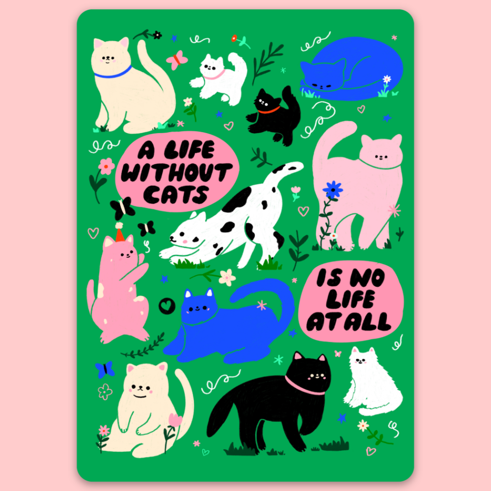A Life Without Cats Sticker | Christmas Advent Calendar Stocking Stuffers