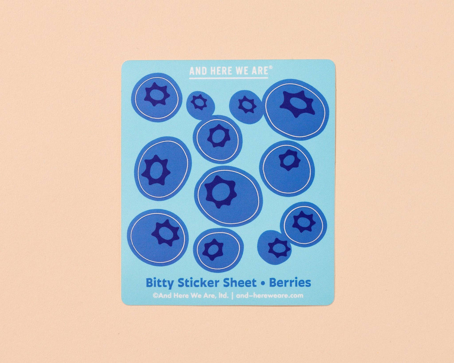 Bitty Vinyl Sticker Sheet—Blueberries (9 berry stickers)