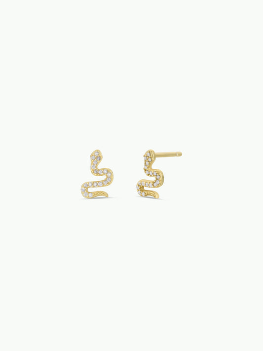 Pave Stud - Snake - Gold Earrings