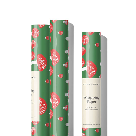 Festive Mushrooms wrapping paper