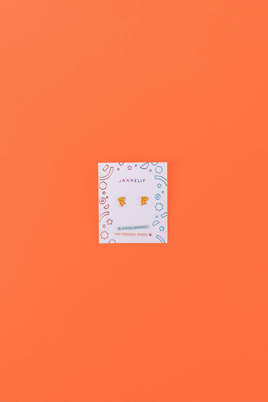 Pizza Enamel Flat Back Kids Earrings