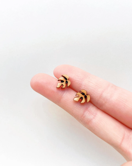 Hypoallergenic Wooden Tiny Dainty Plant Studs