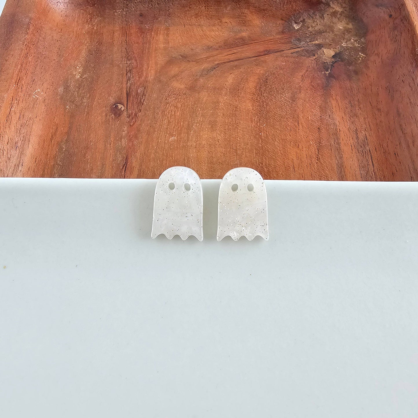 Mini Ghost Studs - White Shimmer // Jewelry, Halloween, Earrings