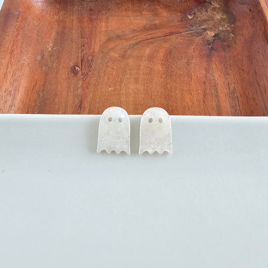 Mini Ghost Studs - White Shimmer // Jewelry, Halloween, Earrings