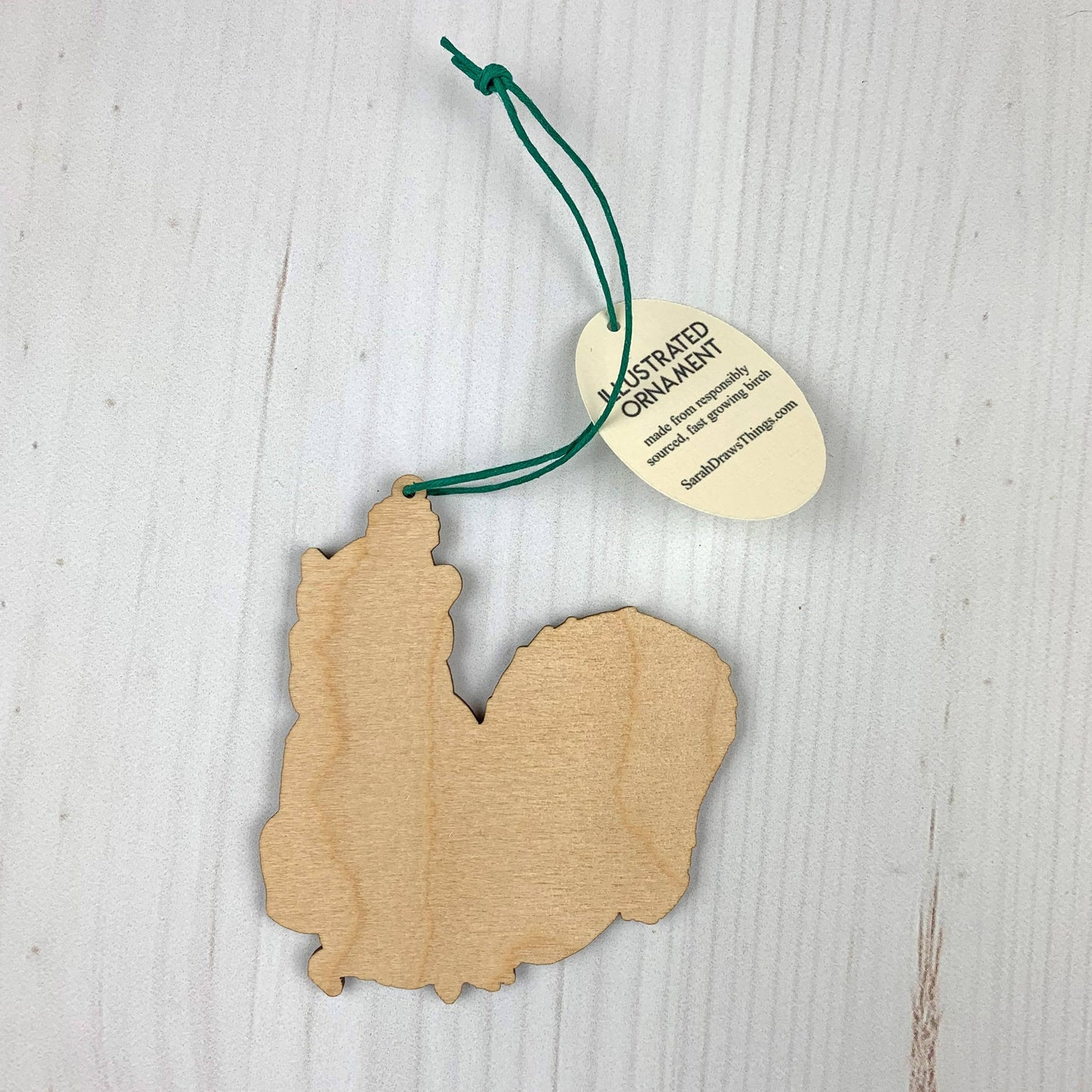 Beer Squirrel- 3.5" illustrated wooden tree ornament