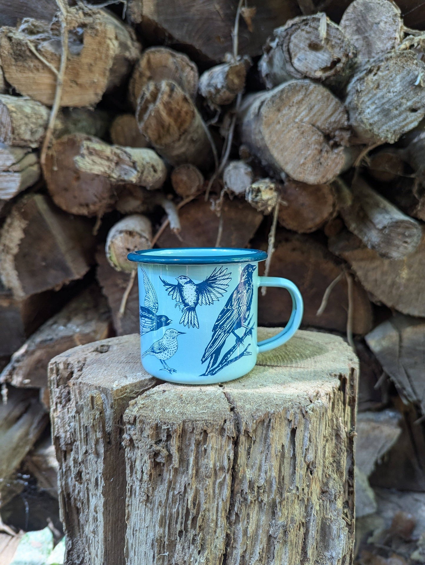 Enamel mug | blue birds