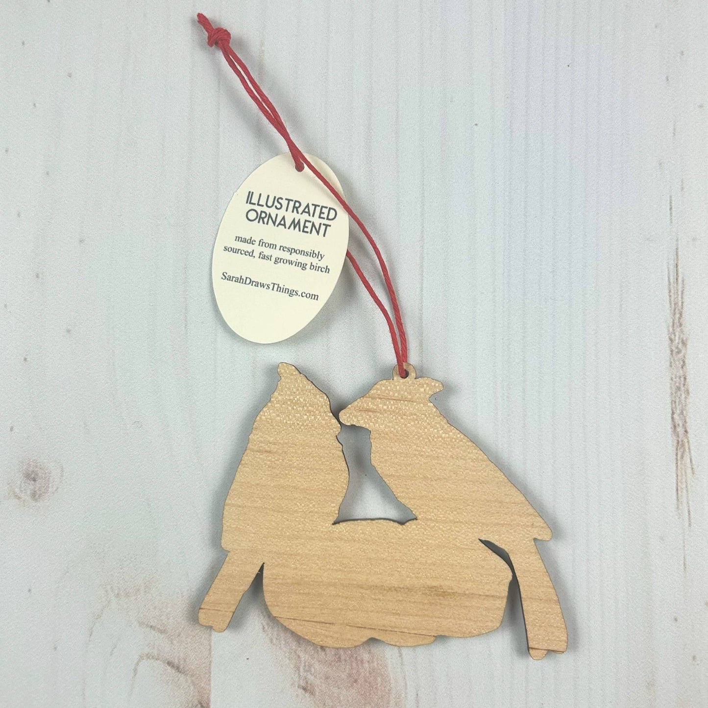 Cardinal Tastykake - 3.5" illustrated wooden tree ornament