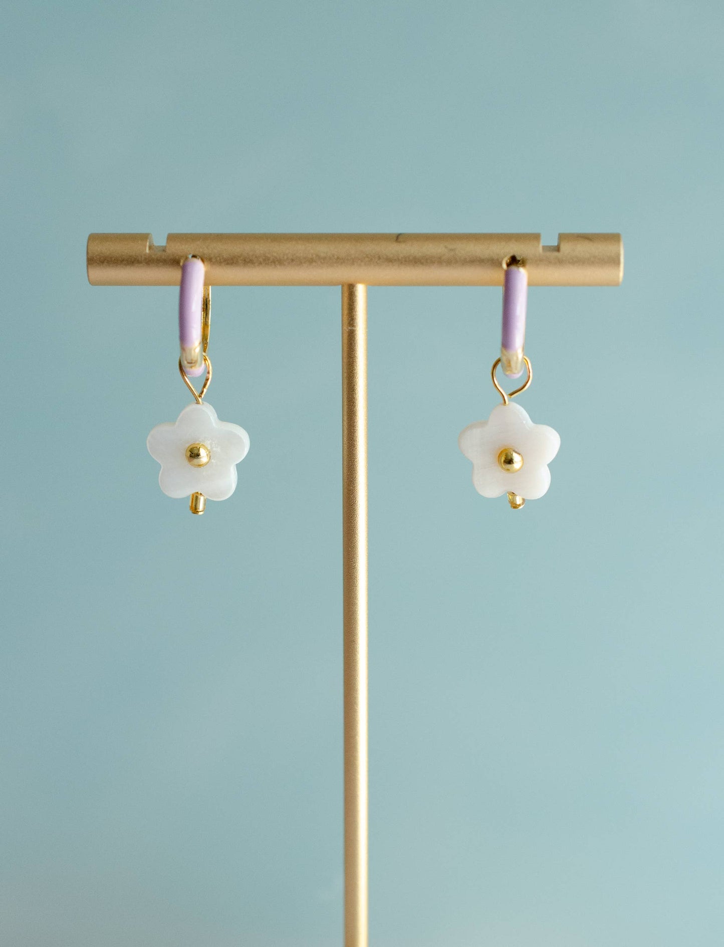 Flower Enamel Huggie Hoop Earrings