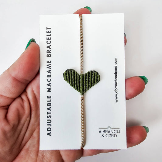 Macrame Heart Adjustable Bracelet