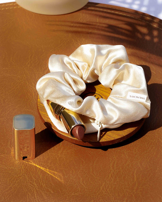 Satin Gold Zipper Pocket Scrunchie