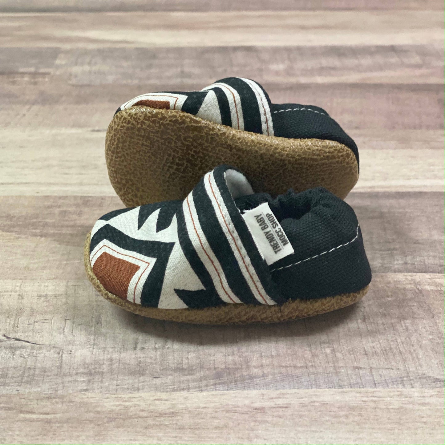 Orange & Black Tribal Moccasins