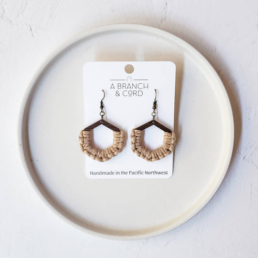 Macrame Knotted Honeycomb Earrings - Pick Your Own: Nude