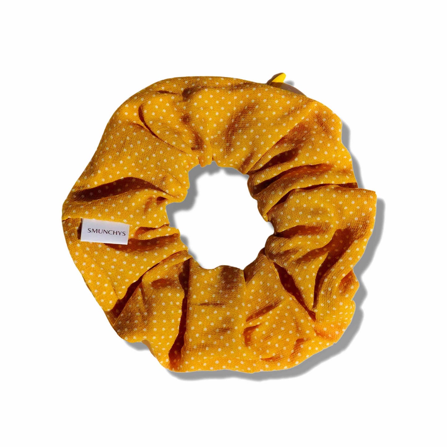 Mustard Polka Dot Zipper Scrunchie