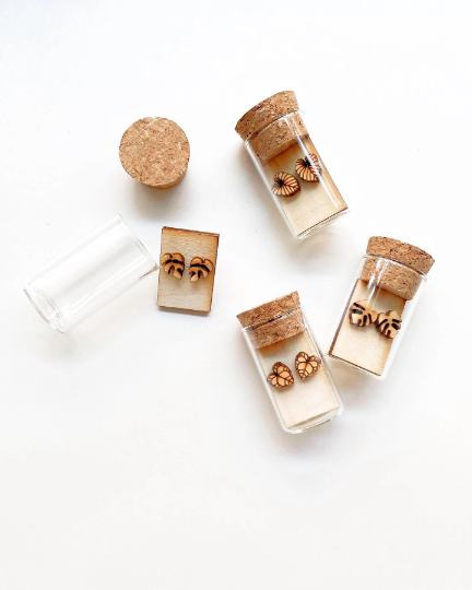 Hypoallergenic Wooden Tiny Dainty Plant Studs