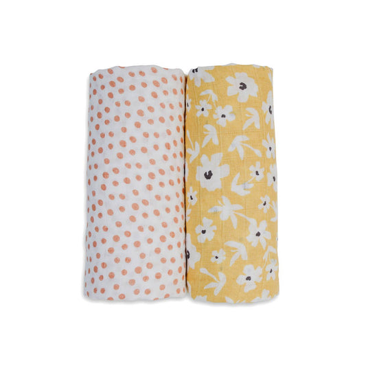 2-pack Cotton Swaddles - Wildflowers & Dots