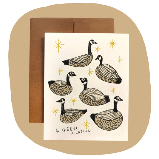 6 GEESE A - LAYING Holiday Greeting Card