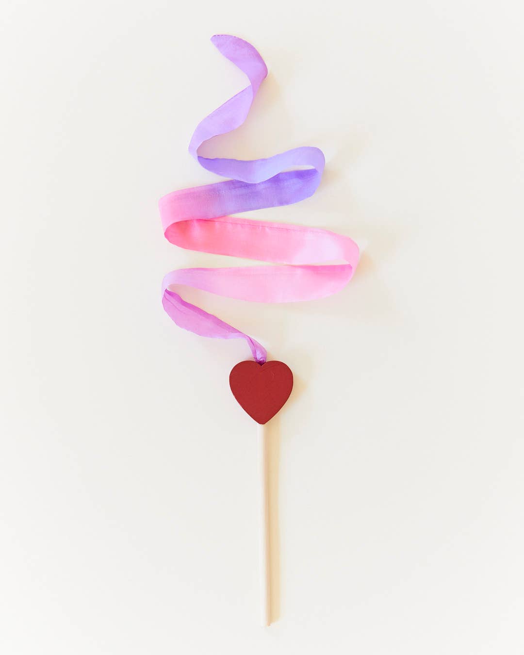 Silk & Wood Wand for Dancing, Dress Up & Pretend Play -Heart