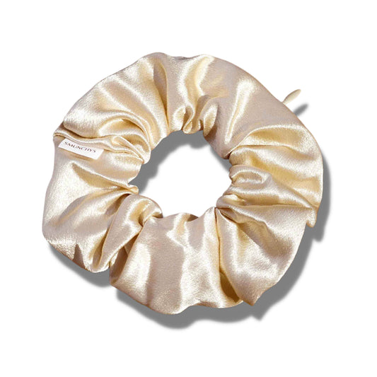 Satin Gold Zipper Pocket Scrunchie