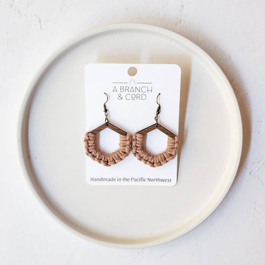 Macrame Knotted Honeycomb Earrings - Pick Your Own: Blush