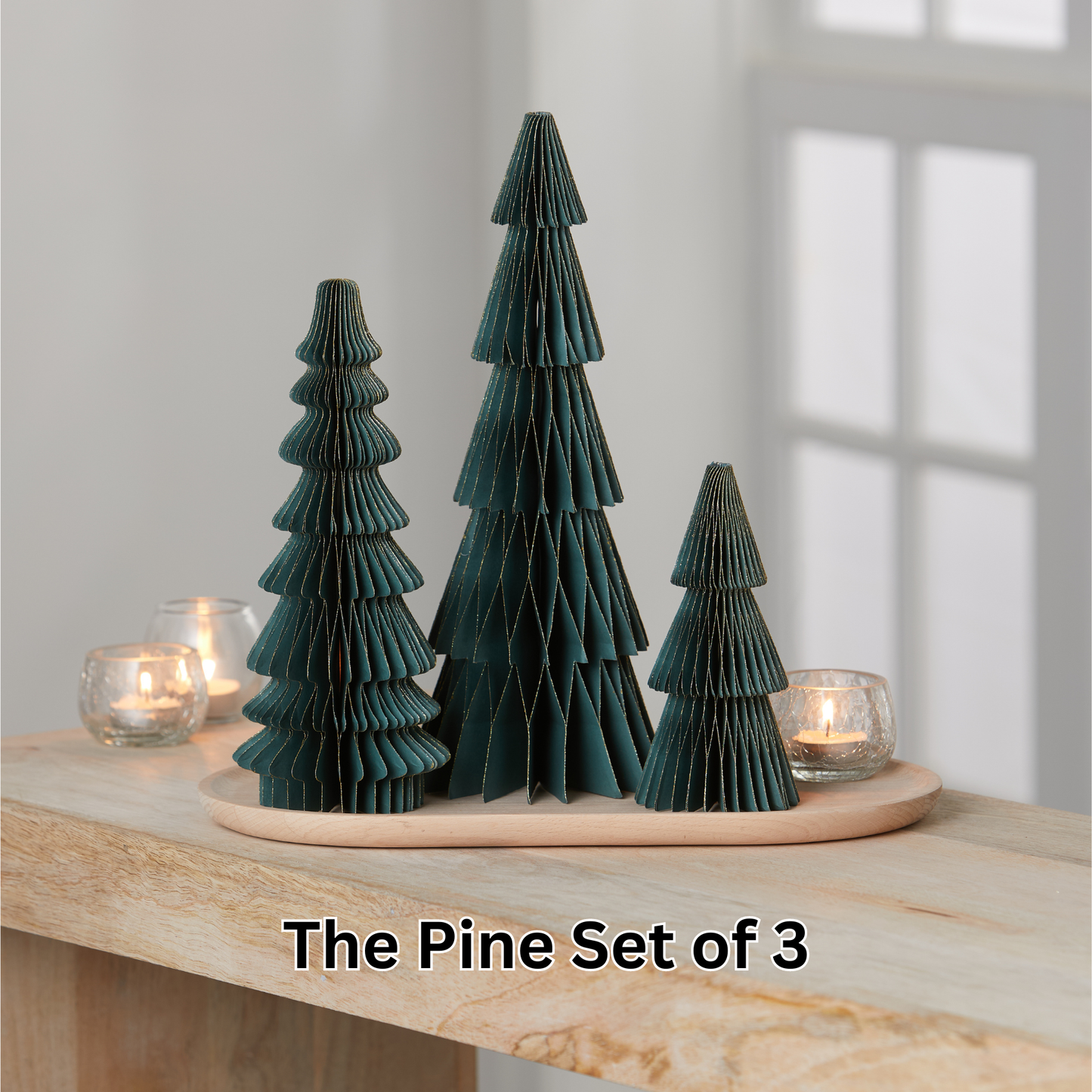Honeycomb trees, vintage folding paper, Christmas, Winter